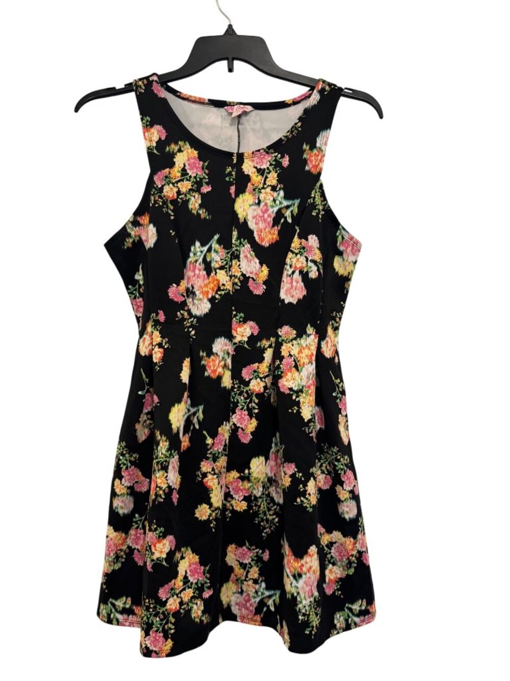 Candies Womens Black Floral Sleeveless Fit & Flare Dress XL